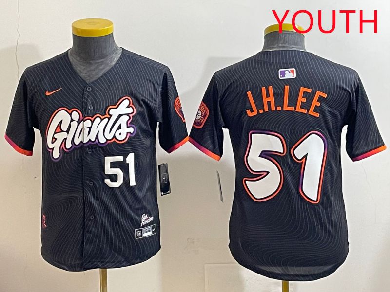 Youth San Francisco Giants 51 J.H.Lee Black Joint Name 2025 Nike MLB Jersey style 2
